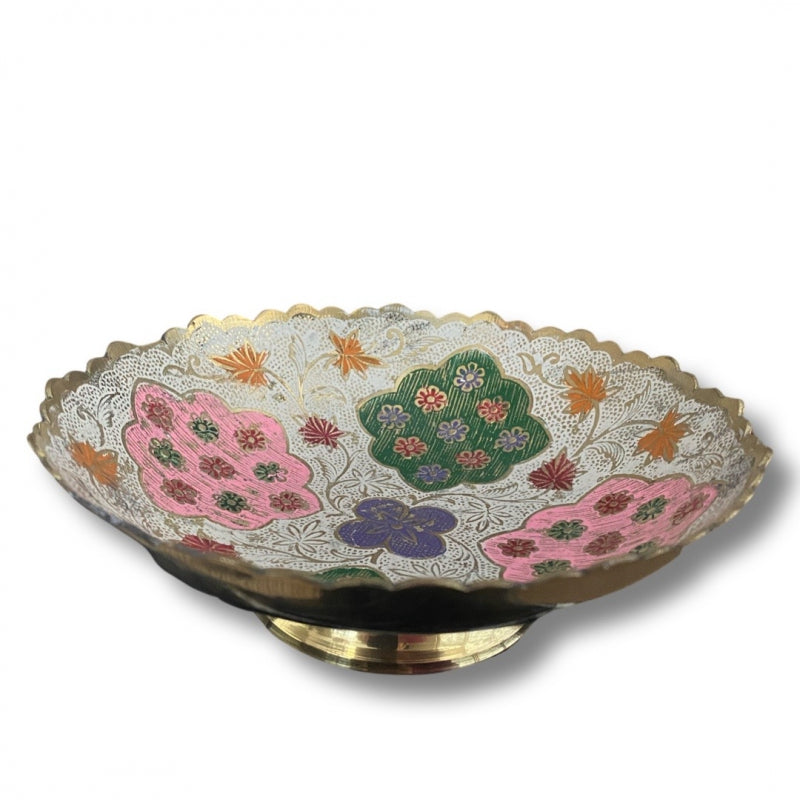 Brass painted colorful bowl | size L white