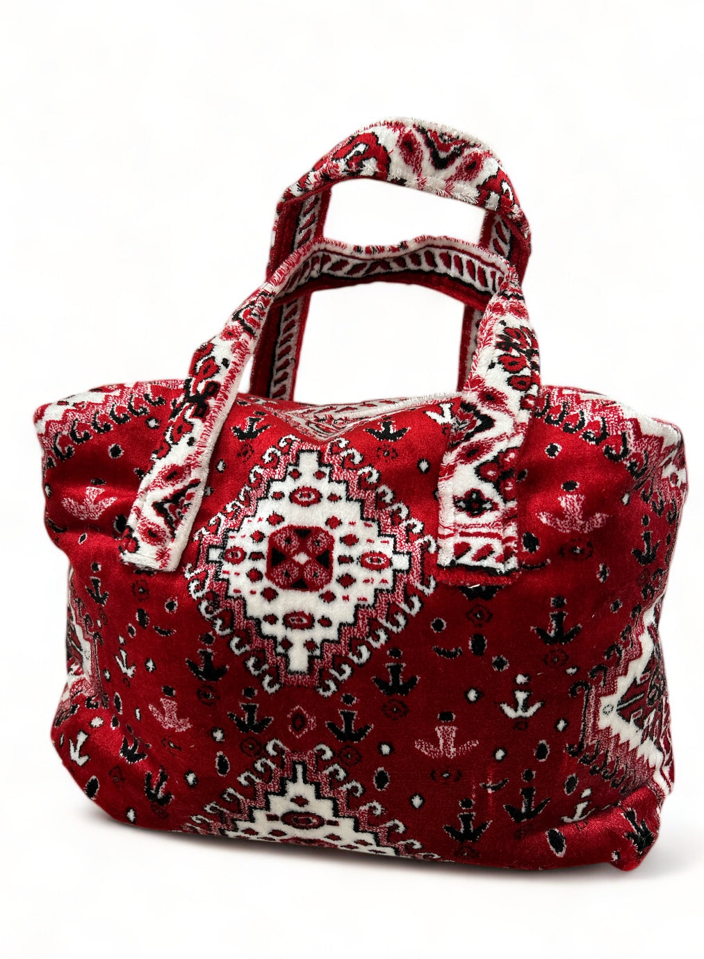 Bag made of carpet fabric with zipper in golden yellow