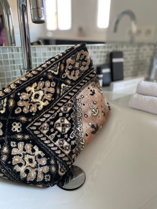 Toiletry bag made of unique soft carpet fabric