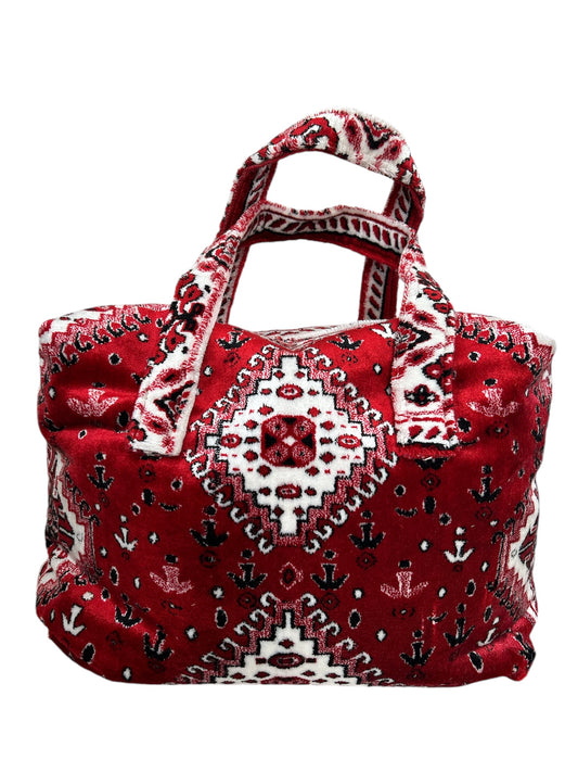 Bag made of carpet fabric with zipper in golden yellow