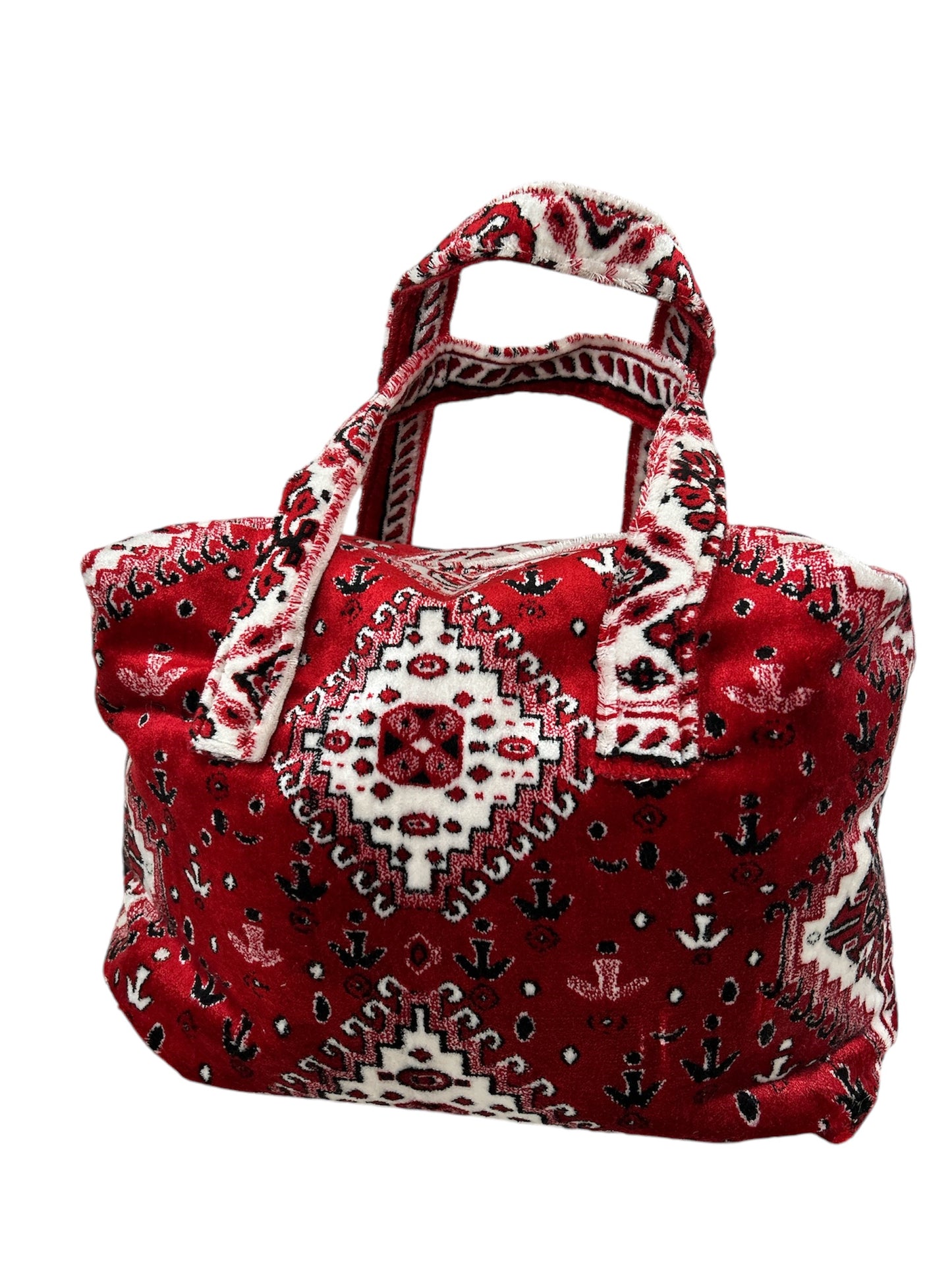 Bag made of carpet fabric with zipper in golden yellow