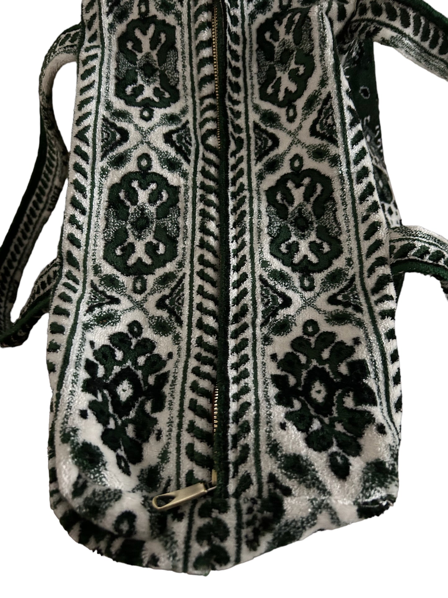 Weekend bag made of carpet fabric green and beige