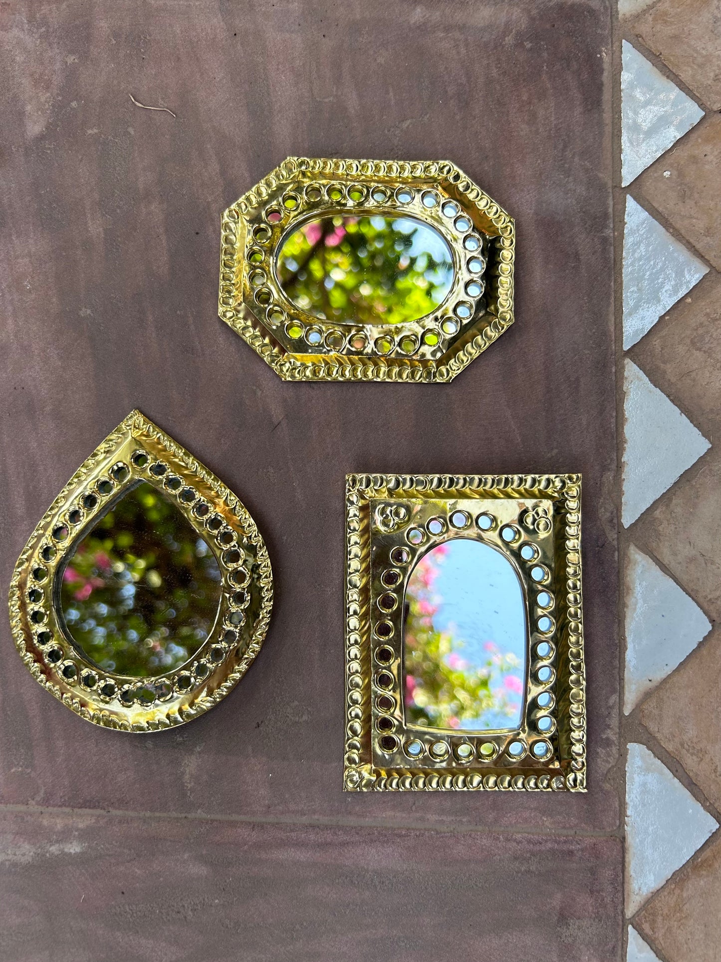 Marokkaanse mini spiegeltjes van messing
