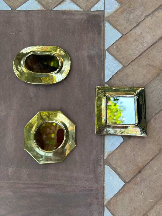 Moroccan mini mirrors made of hammered brass