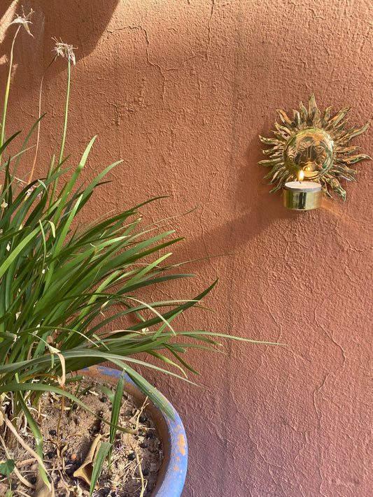 Brass tea light holder for the wall sun