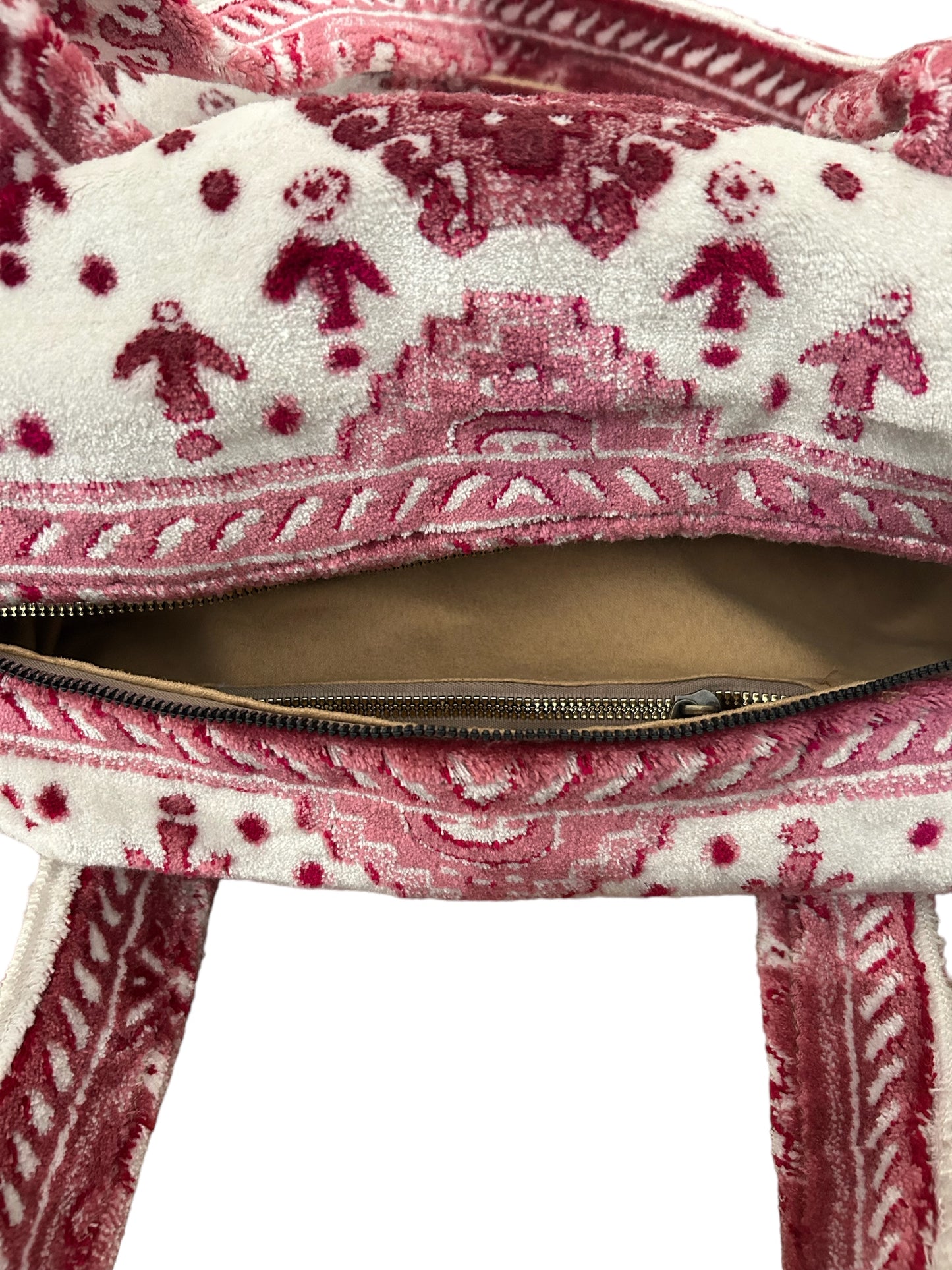 Tas van tapijtstof met rits roze