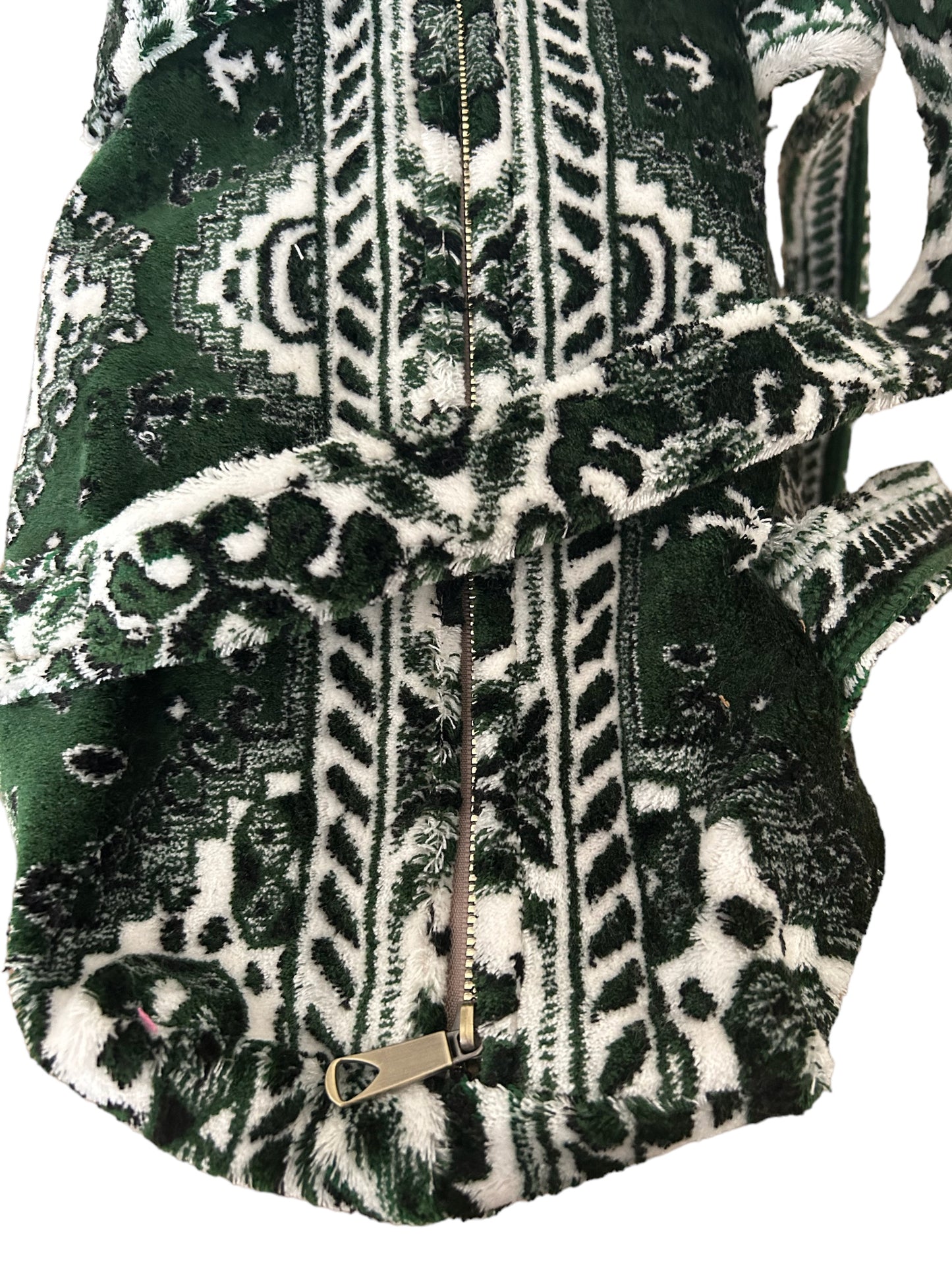 Bag made of carpet fabric with zipper green